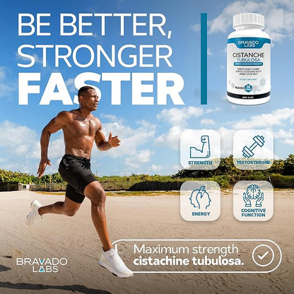 Cistanche Supplement - Testosterone Booster for Men - Cistanche Tubulosa Extract Powder 500 mg - Promotes Strength, Mood, Energy, Focus, Hormone Support - 60 ct
