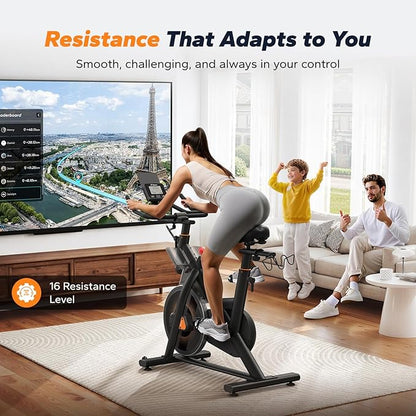 MERACH Magnetic Exercise Bike, Indoor Cycling Bike with Self-Developed App, 350 lbs Weight Capacity & 40 lbs Flywheel, Stationary Bike for Home Gym Fitness