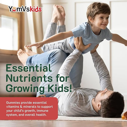 YumVs Kids Multivitamin Gummies - Fruit Flavored Chewable Children's Multivitamin - Kids Vitamins Multivitamin Gummy with 12 Minerals & Vitamins A C D3 E B6 B12 - Kosher Halal Gluten Free (60 Count)