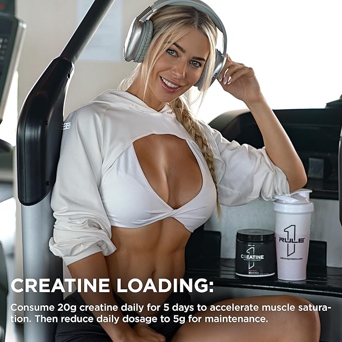 Rule 1 Creatine Powder – Pure Micronized Creatine Monohydrate for High-Intensity Exercise and Lean Body Mass Support, Flavored and Unflavored (60 Servings, Fruit Punch)