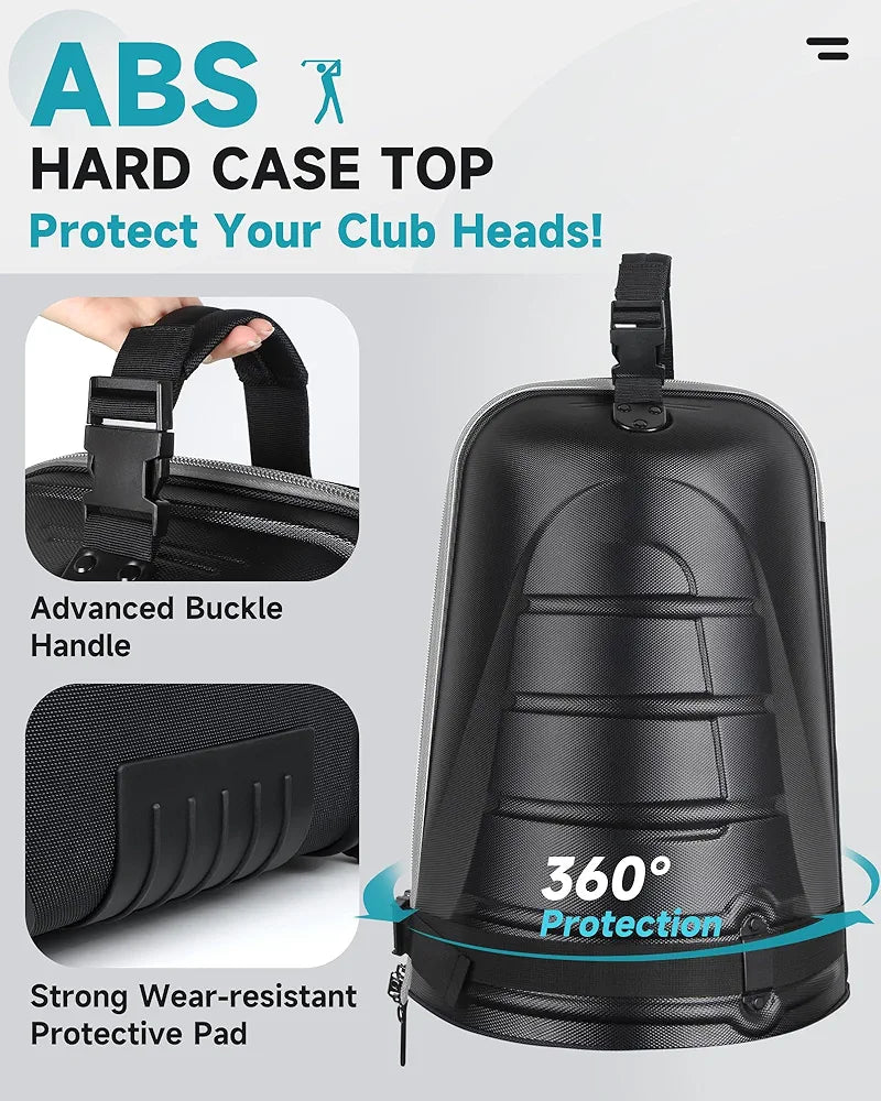 findway Golf Travel Bags for Airlines with Wheels and ABS Hard Case Top, Protect Your Clubs, Waterproof 1680D Oxford Fabric and Oversize Tank Wheels, Lightweight and Easy to Maneuver