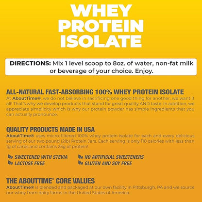 About Time Whey Isolate Protein, Non-GMO, All Natural, Lactose/Gluten Free, 24g of Protein Per Serving (Vanilla - 2 Pounds)