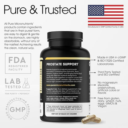 Pure Micronutrients Advanced Prostate Health Supplement - Saw Palmetto, Beta-Sitosterol, Stinging Nettle Root, & Lycopene - for Bladder Control & Urinary Support Supplements for Men