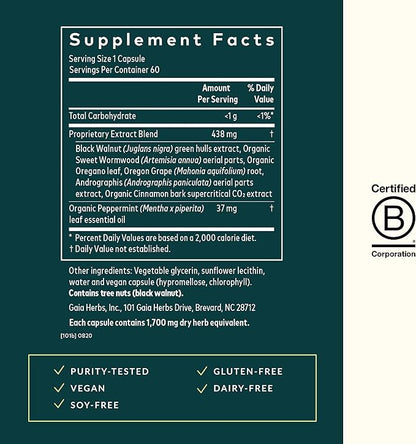 Gaia Herbs Microbiome Cleanse - with Black Walnut, Sweet Wormwood, Oregano & Peppermint - Helps Balance The GI Tract While Supporting Digestive Health - 60 Vegan Liquid Phyto-Capsules (30-Day Supply)