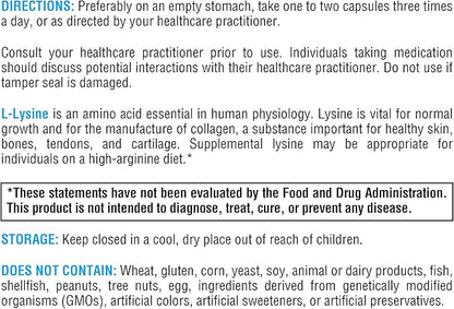 XYMOGEN L-Lysine 1000mg Capsules - Amino Acid Supplement to Support Synthesis of Collagen, Provides Balance to a High Intake of Arginine (90 Capsules)
