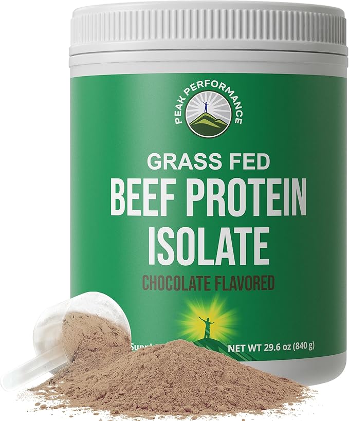 Grass Fed Beef Protein Powder - Lactose Free Great Tasting Beef Protein Isolate. Complete Animal Based Non Dairy Paleo Carnivore Protein Supplement for Prime Muscle Building. No Whey. Chocolate Flavor