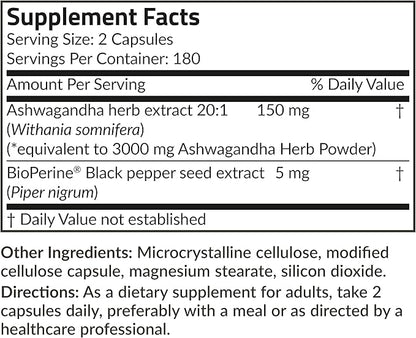 Futurebiotics Ashwagandha Extra Strength Stress & Mood Support with BioPerine - Non GMO Formula, 360 Vegetarian Capsules