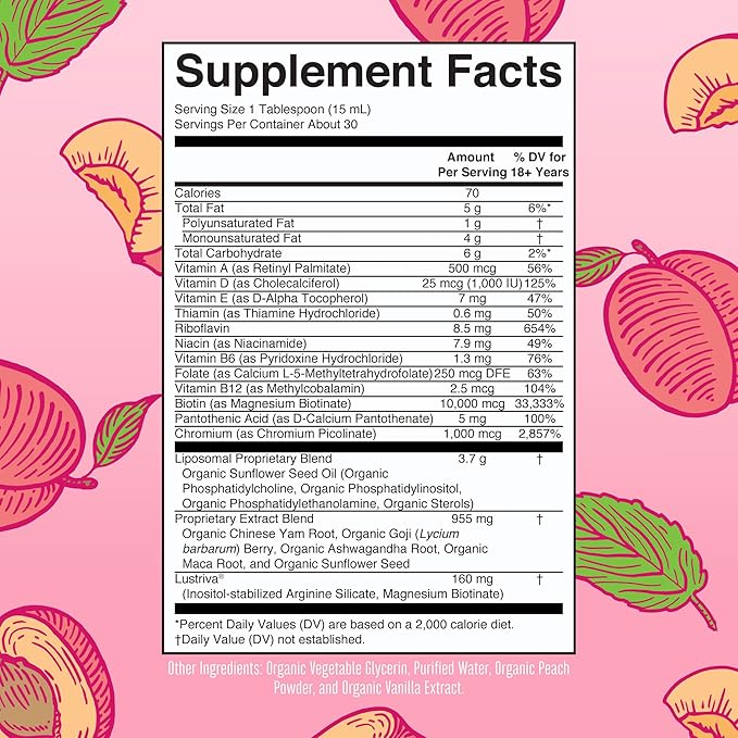 MaryRuth Organics Women's Multivitamin Lustriva Hair Growth Liposomal | Biotin | Vitamin D, B | Clinically Tested for Thicker Hair, Fine Lines, Skin Care | Ages 18 | Hair Vitamins | 15 Fl Oz