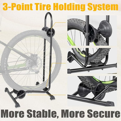 BikeHand Bike Floor Stand Parking Rack Stand - for 24"-29" Mountain MTB & Road Bikes Bicycles Indoor Outdoor Garage Storage - Fat Bike New Version for 3 Bikes