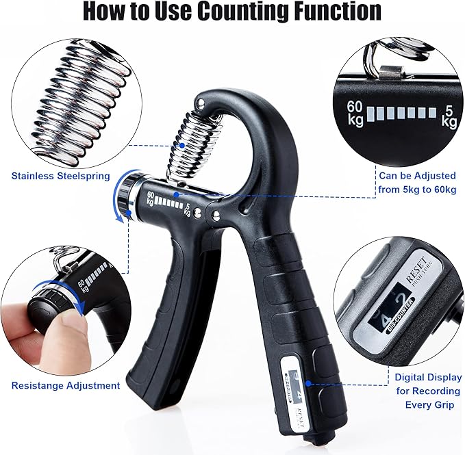 Grip Strength Trainer Set of 2 Pack 10-132lbs Forearm