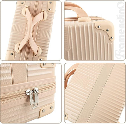 Framendino, Portable Hard Shell Cosmetic Suitcase Makeup Travel Case Pink