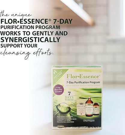 Flora - Flor-Essence 7-Day, 3-Step Kit for Full Body Detox & Cleanse, Detox Kit Contains Detox Tea, ProEssence for Urinary Health and FloraLax Laxative, Plant-Based, Gluten Free, Non GMO