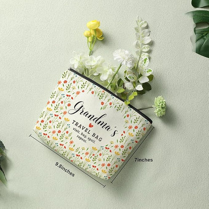 Grandma's Travel Bag Mothers Day Makeup Bag Grandma Gifts Grandma Birthday Gifts Funny Coloful Floral Cosmetic Bag for Women Nana Gigi Mimi Nanny Granny Chirstmas Appreciation Retirement Gifts