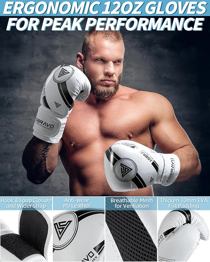 Punching Bag for Adults, 4ft PU Heavy Boxing Bag Set 12OZ Gloves for MMA Muay Thai Kickboxing Training Home Gym, Martial Art (Unfilled)