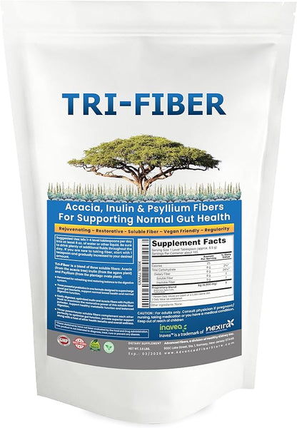 Tri-Fiber Organic Soluble Fiber Powder, Unflavored High Fiber 3-in-1 Soluble Fiber Supplement for Digestive Support. Dietary Fiber 2.5 lbs (40oz)
