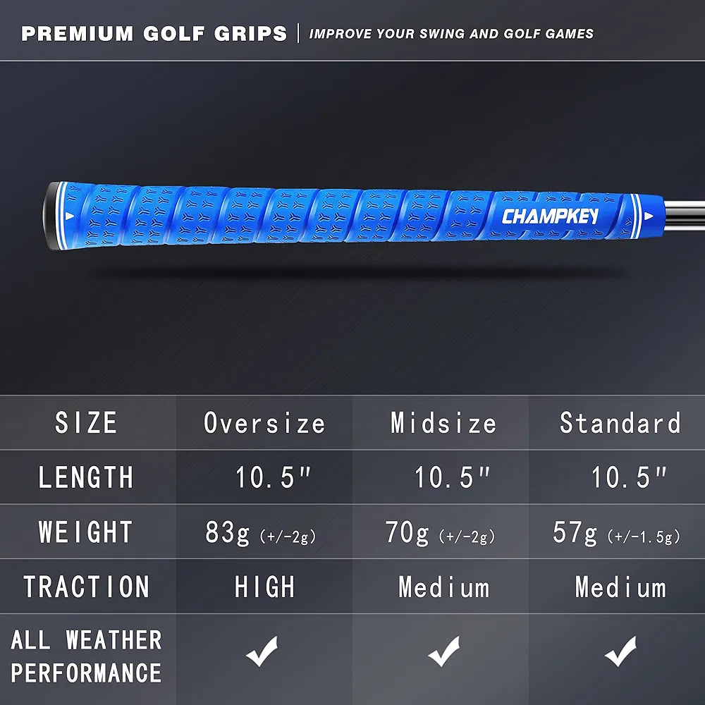 CHAMPKEY WRAP-Y Rubber Golf Grips 13 Pack Come with All Repair Kits - High Feedback and Traction Golf Club Grips