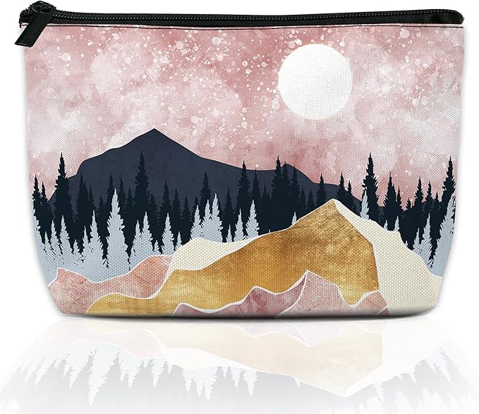 Tropical Palm Green Leaves Makeup Bag for Purse, Waterproof Funny Cosmetic Bag for Women, Zipper Travel Toiletry Gift 9.5×5.9 Inch