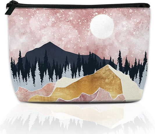 Tropical Palm Green Leaves Makeup Bag for Purse, Waterproof Funny Cosmetic Bag for Women, Zipper Travel Toiletry Gift 9.5×5.9 Inch
