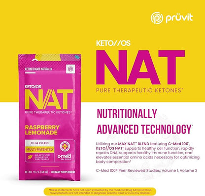 Keto//OS NAT® Raspberry Lemonade – Charged - Supplement for Men and Women (20 Count)