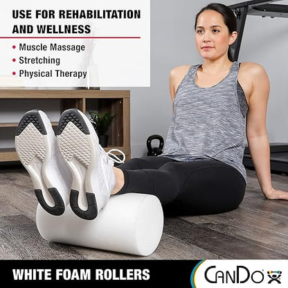 CanDo 30-2103 White PE Foam Roller 4" Diameter, 12" Length