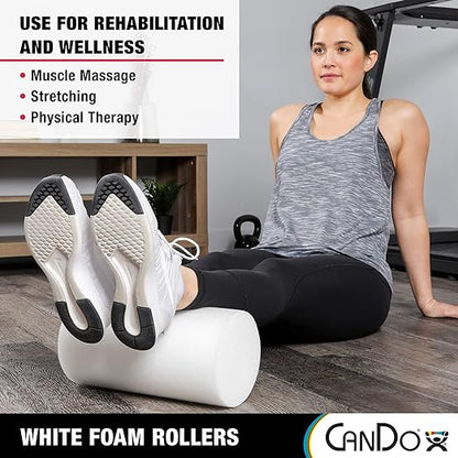 CanDo White PE Foam Rollers for Exercise 6" x 12"