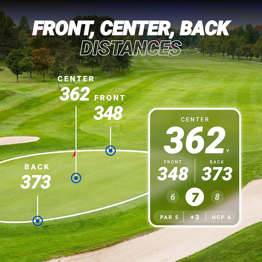 Blue Tees Golf Player+ GPS Speaker with Touch Screen Display, 10+ Hours Battery, 40,000+ Courses, Visual + Audible Distance, Hazard Distance - IPX7 Waterproof 