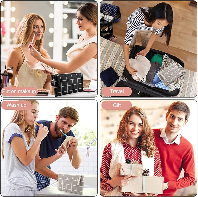 SUMAJU 2 Pcs Small Cosmetic Bag, Multi-Function Canvas Cosmetic Pouch Small Zipper Pouch Makeup Bag Purse Pouches Cute Makeup Pouch Christmas Gifts Stocking Stuffers for Women