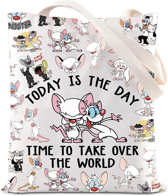 FOTAP Cartoon Characters Lover Gift Comedy Anime TV Series Makeup Bag Rat Brain Cosmetic Bag BFF Gift (THE WORLD T)