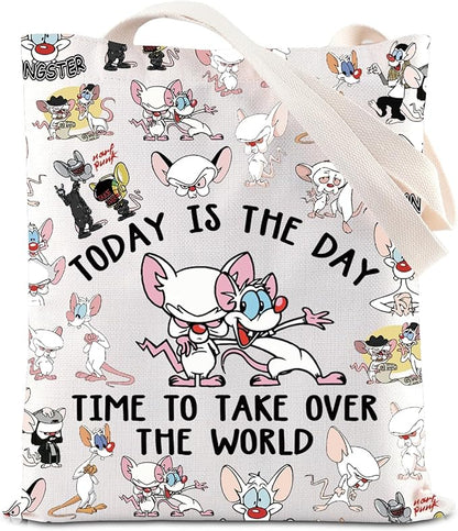 FOTAP Cartoon Characters Lover Gift Comedy Anime TV Series Makeup Bag Rat Brain Cosmetic Bag BFF Gift (THE WORLD T)