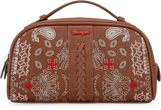 Wrangler Makeup Pouch Bag Mini Western Toiletry Purse Cosmetic Organizer Paisley Travel Pouch for Women