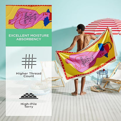 Bedsure U Series 100% Cotton Beach Towel 35"x70"