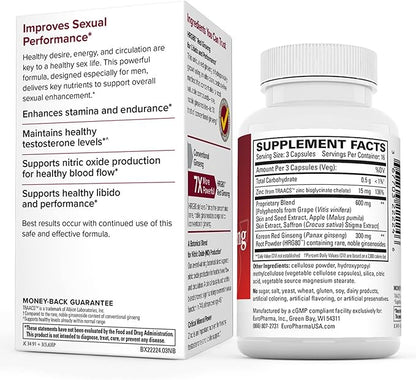 Terry Naturally Male Sexual Health - Dietary Supplement to Support Healthy Blood Flow & Circulation - Herbal Supplement with Korean Red Ginseng - Supplement for Men to Aid Healthy Energy - 48 Capsules