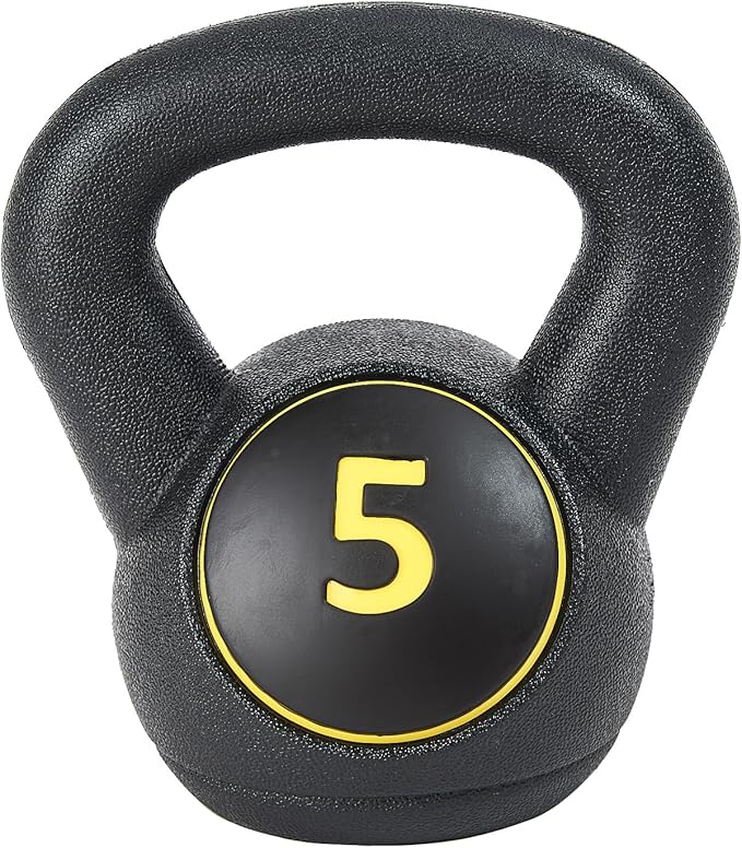 Signature Fitness Wide Grip 3-Piece Kettlebell Exercise Fitness 5 lbs, 10 lbs, 15 lbs 20 lbs, 3 or 4