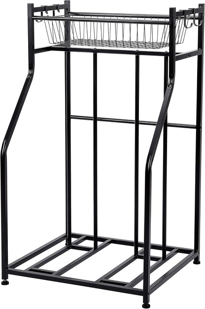 BIRDROCK HOME Bike Rack Garage Storage Floor Stand - Freestanding Organizer for Outdoor Yard - Upright Wall Mount for Scooters, Rakes, Motorcycles, Hoverboards, Gloves - Holds 2 Bicycle - Black