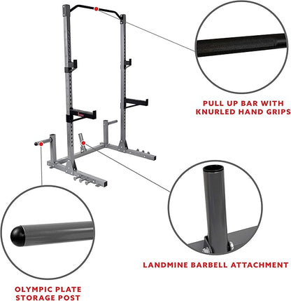 Sunny Health & Fitness Power and Squat Rack 360° Swivel