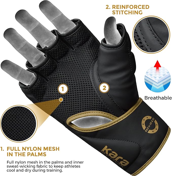 RDX MMA Gloves Grappling Sparring, Pre-Curved Mixed Martial Arts Mitts Men Women Boxing Gloves, Maya Hide Leather Kara Cage Fighting Workout, Combat Sports Training, Muay Thai, Punching Bag Kickboxing
