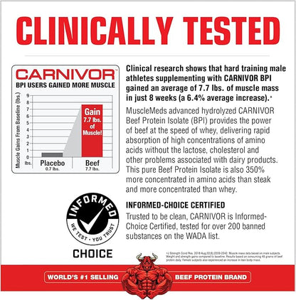 MuscleMeds Carnivor Hydrolyzed Beef Protein Isolate, 28 Servings, Cookies & Cream,1.85lbs