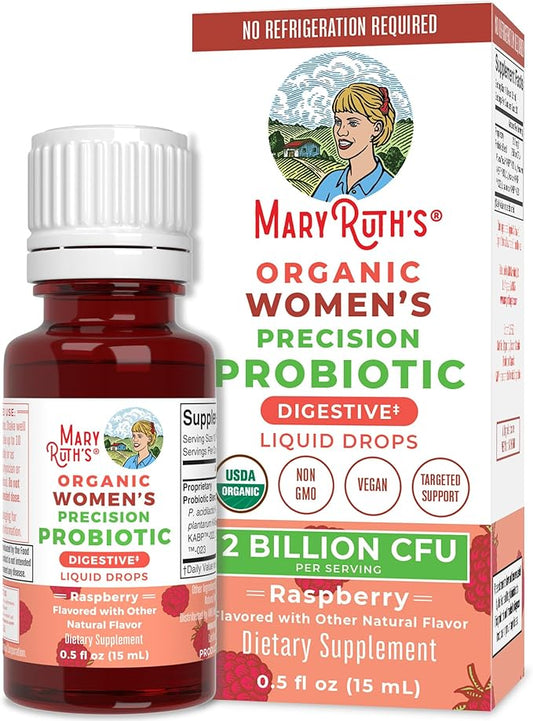 MaryRuth Organics USDA Organic Womens Probiotic Liquid Drops for Digestive Health | Targeted Support for Women | Four Probiotic Blend | Women's Wellness | Dairy Free | 30 Servings