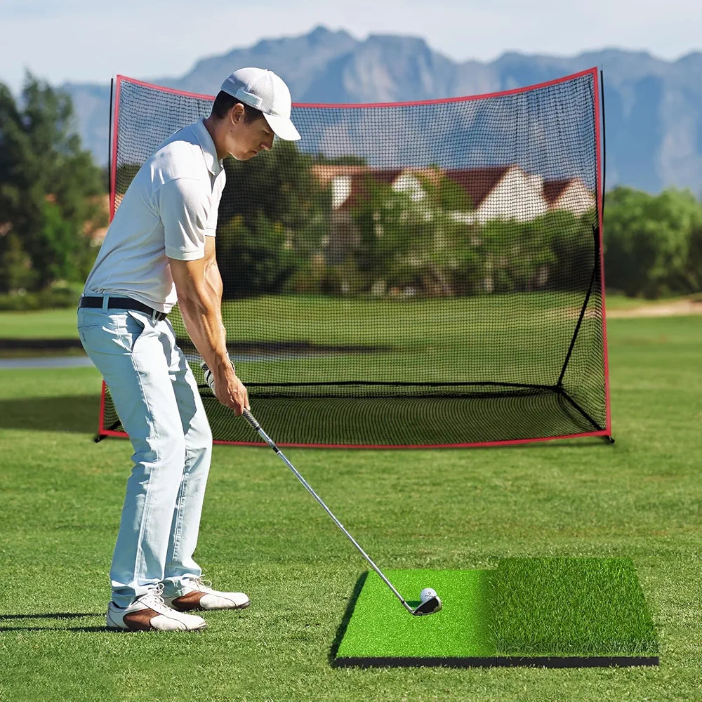 SAPLIZE Foldable Heavy-Duty Golf Hitting Mat, Practice Mat with 10mm EVA Rubber Backing, Larger Size for Indoor/Outdoor Swing and Chipping Practice, Anti-Deformation