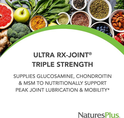 Natures Plus Advanced Therapeutics Triple Strength Ultra Rx-Joint, Extended Delivery - 120 Tablets - Glucosamine/Chondroitin/MSM - High Potency Joint Support - Gluten-Free - 30 Servings