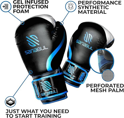 Sanabul Essential Gel Boxing Gloves for Men & Women, Kickboxing MMA, Muay Thai Gloves and Heavy Bag Training Punching & Sparring