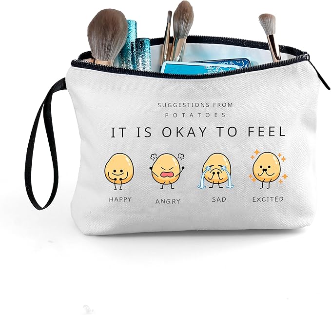 Potato Gifts,Fun Gifts for Women,Sisters, Daughter, Positivity Gifts,Funny Makeup Bag with Mirror, Friend Birthday Gifts for Women,Womens Gifts Unique,Christmas Gifts