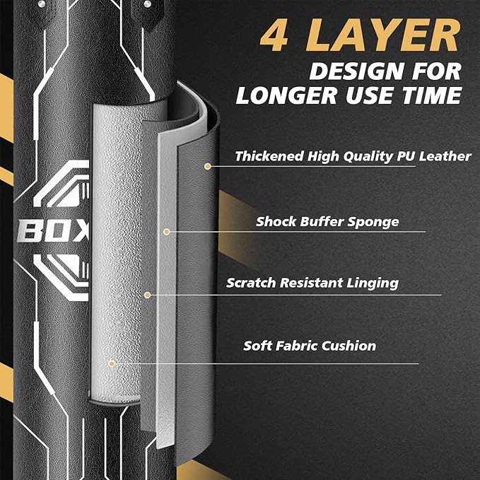 Hanging Punching Bag for Adults, 4ft PU Leather Heavy Boxing Bag Set, Hanging Bag Boxing Equipment for MMA Karate Kickboxing Boxing Home Gym, Unfilled
