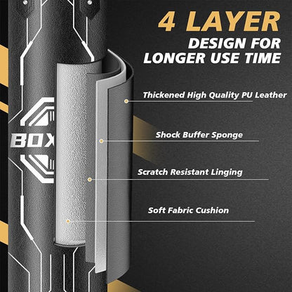 Hanging Punching Bag for Adults, 4ft PU Leather Heavy Boxing Bag Set, Hanging Bag Boxing Equipment for MMA Karate Kickboxing Boxing Home Gym, Unfilled