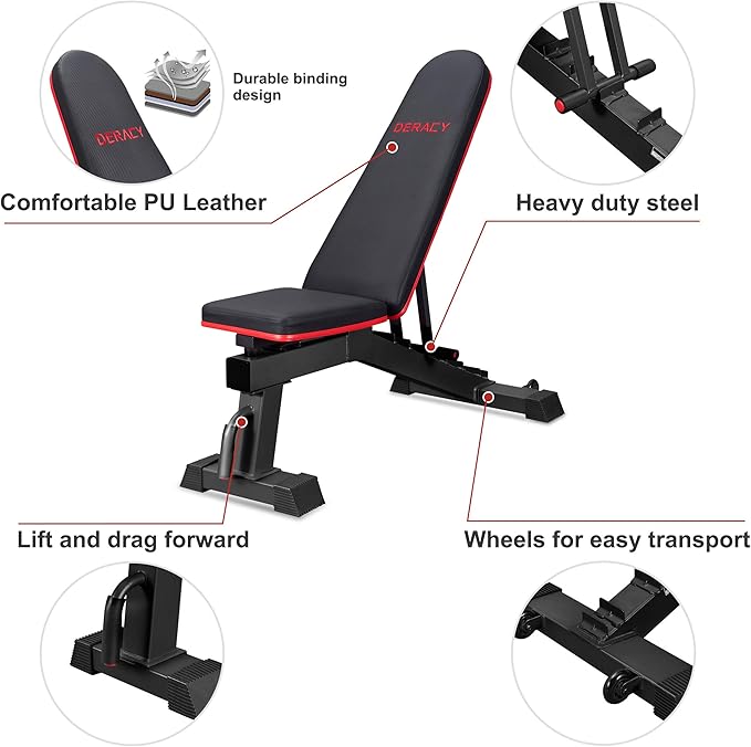 DERACY Adjustable Weight Bench for Full Body Workout
