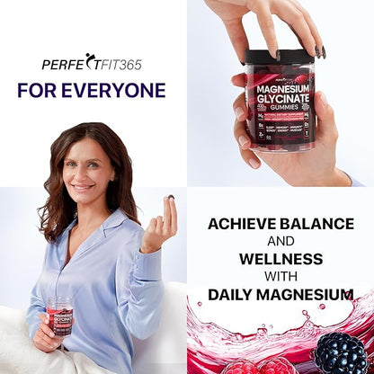 Magnesium Glycinate Gummies for Adults, Chewable Magnesium Gummy with Magnesium Glycinate 400mg, Malate 200mg, B6, Holy Basil - Magnesium Glycinate for Sleep Support - Sugar Free and Vegan