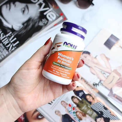 NOW Foods Supplements, Women's Probiotic, 20 Billion, Specially Formulated using Three Clinically Tested Probiotic Strains, 50 Veg Capsules
