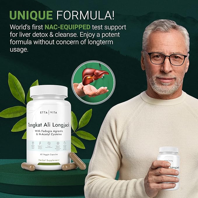 Hormone Doctor Recommended Test Support - Longjack Tongkat Ali & Fadogia Agrestis Supplement for Men & Womens Energy Support, Lean Muscle Growth & Recovery - NAC Liver Detox (Donovan McNabb Partner)