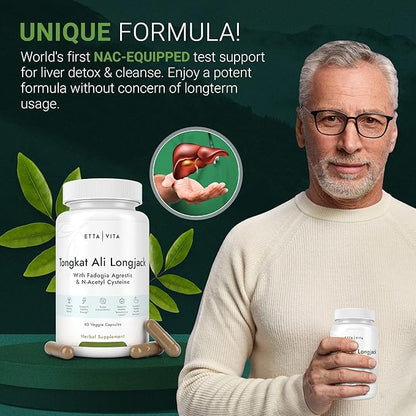 Hormone Doctor Recommended Test Support - Longjack Tongkat Ali & Fadogia Agrestis Supplement for Men & Womens Energy Support, Lean Muscle Growth & Recovery - NAC Liver Detox (Donovan McNabb Partner)
