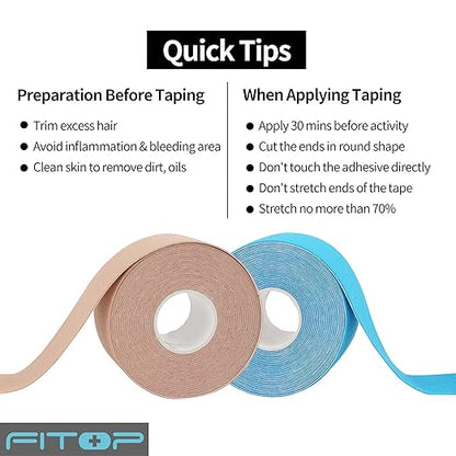 Kinesiology Tape 4 Rolls K Sports Tape for Knee Support and Muscle Pain Relief, Uncut Physio Tape Elastic Therapeutic Designed for Athletes Injury Recovery (Beige)